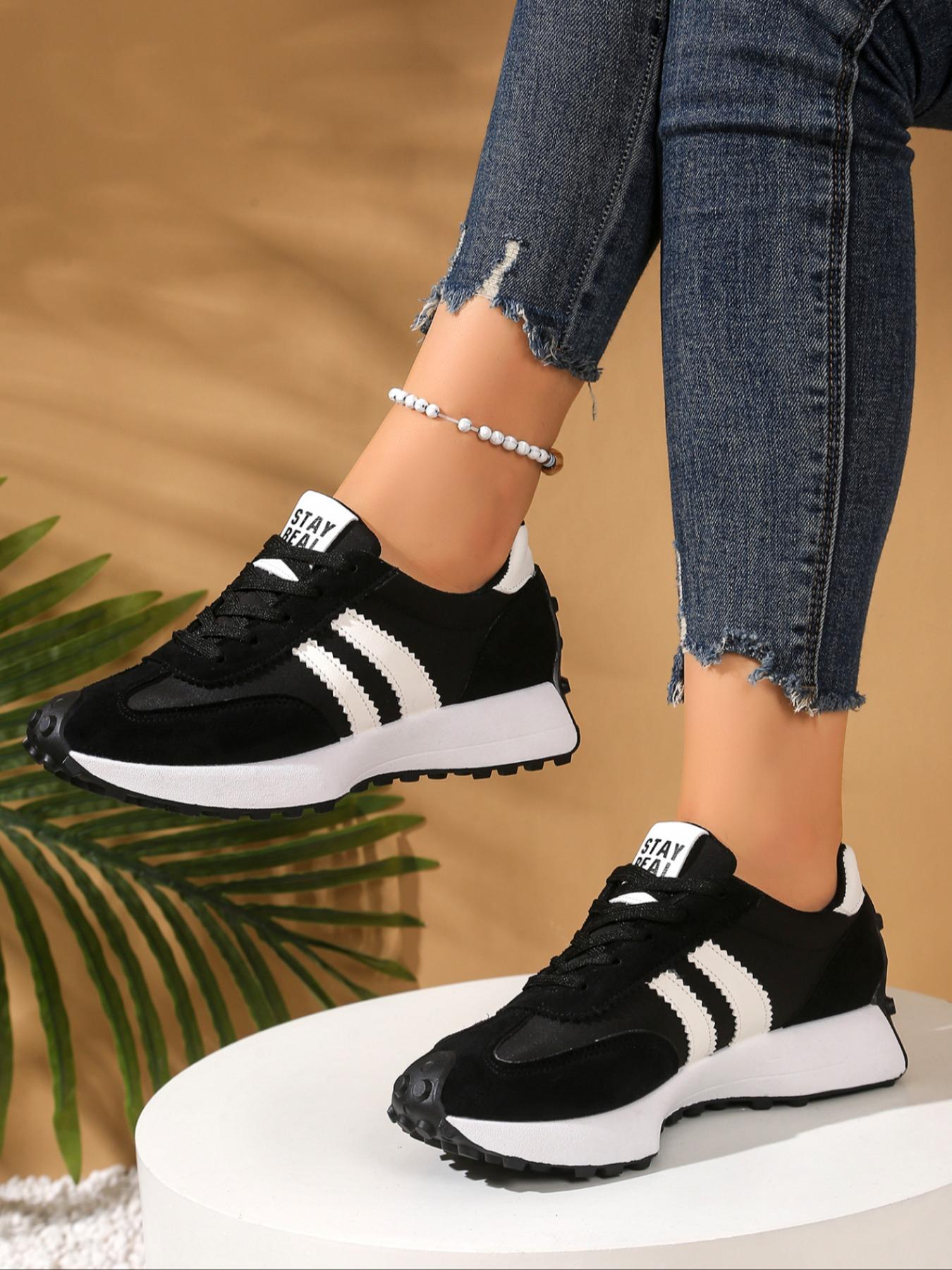 Women's Sporty Argo Shoes Spring & Fall Elegant Fashion Casual Round Toe Low Top Lace-Up Thick Sole Versatile Outdoor Running Shoes