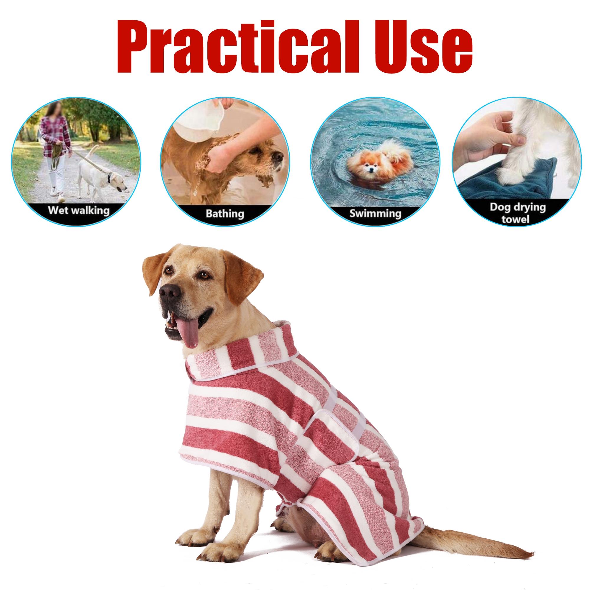 Quick-Drying Dog Bathrobe, 1-Piece Striped Pet Dressing Gown with Adjustable Belly Band, Super-Absorbent Super-Soft Fabric #GLOBAL PICKS Quick-Drying Dog Bathrobe, 1-Piece Striped Pet Dressing Gown with Adjustable Belly Band, Super-Absorbent Super-Soft Fabric #GLOBAL PICKS