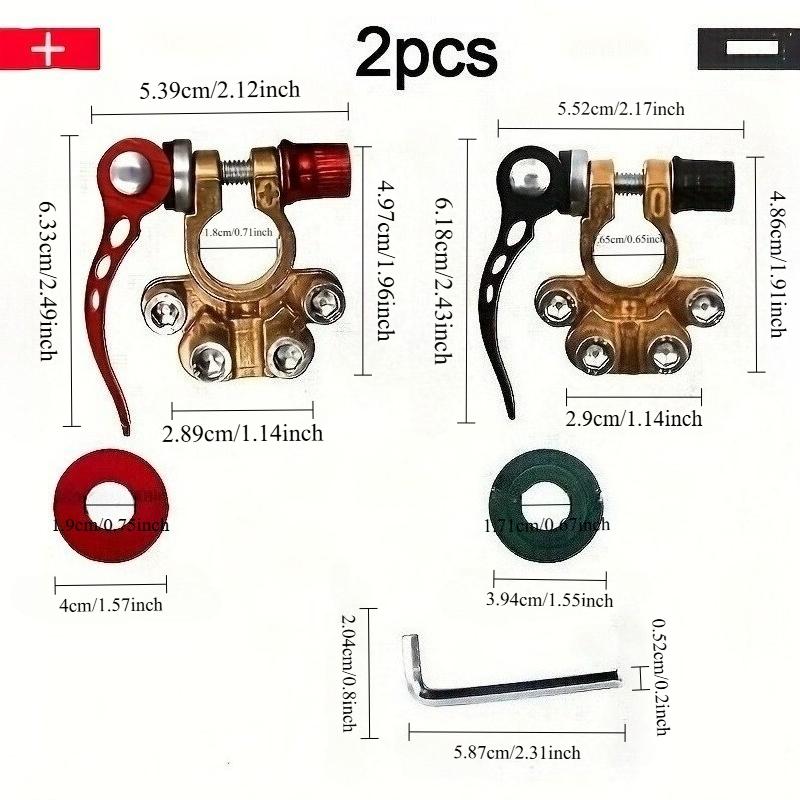 2 Battery Terminal Connectors, 4 Quick Release Disconnect Battery Terminals, Thickened Automotive Battery Terminal Clip