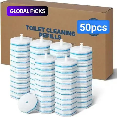 Toilet Brush Replacement Heads 30pcs,50pcs 100pcs, Plastic Cleaner Refills, Strong Cleaning Agent, Fits Most Toilet Brushes, Contactless Hygiene, Removes Stains and Bacteria #GLOBAL PICKS