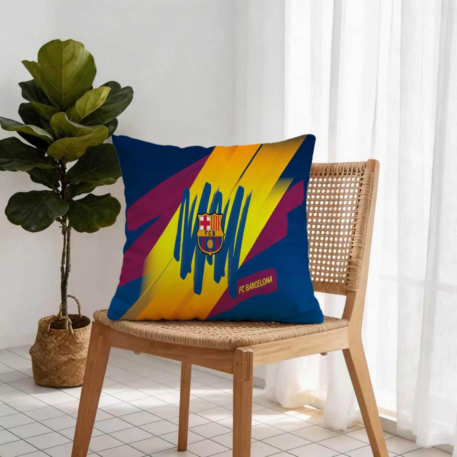 18x18 Inch Soccer Club Throw Pillow, Red Blue Striped Sport Team Decorative Cushion, Football Fan Sofa Bed Living Room Decor, Ideal Gift for Soccer Fans Teens Adults Men