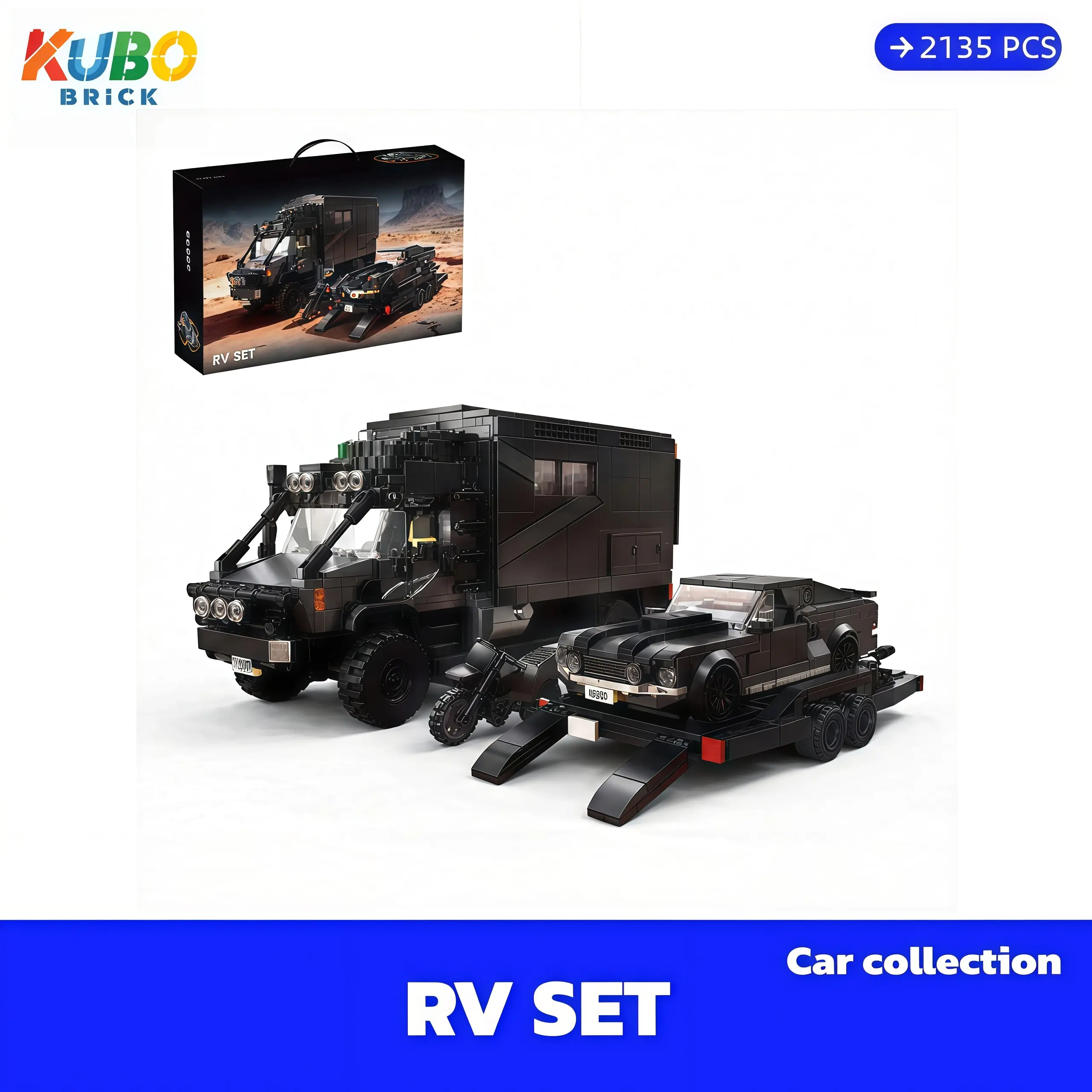KUBO-bricks Unisex Interlocking Plastic Brick Set - RV Motorhome, Race Car Models, 2135 Pieces, Gift Box Included (Free Shipping)