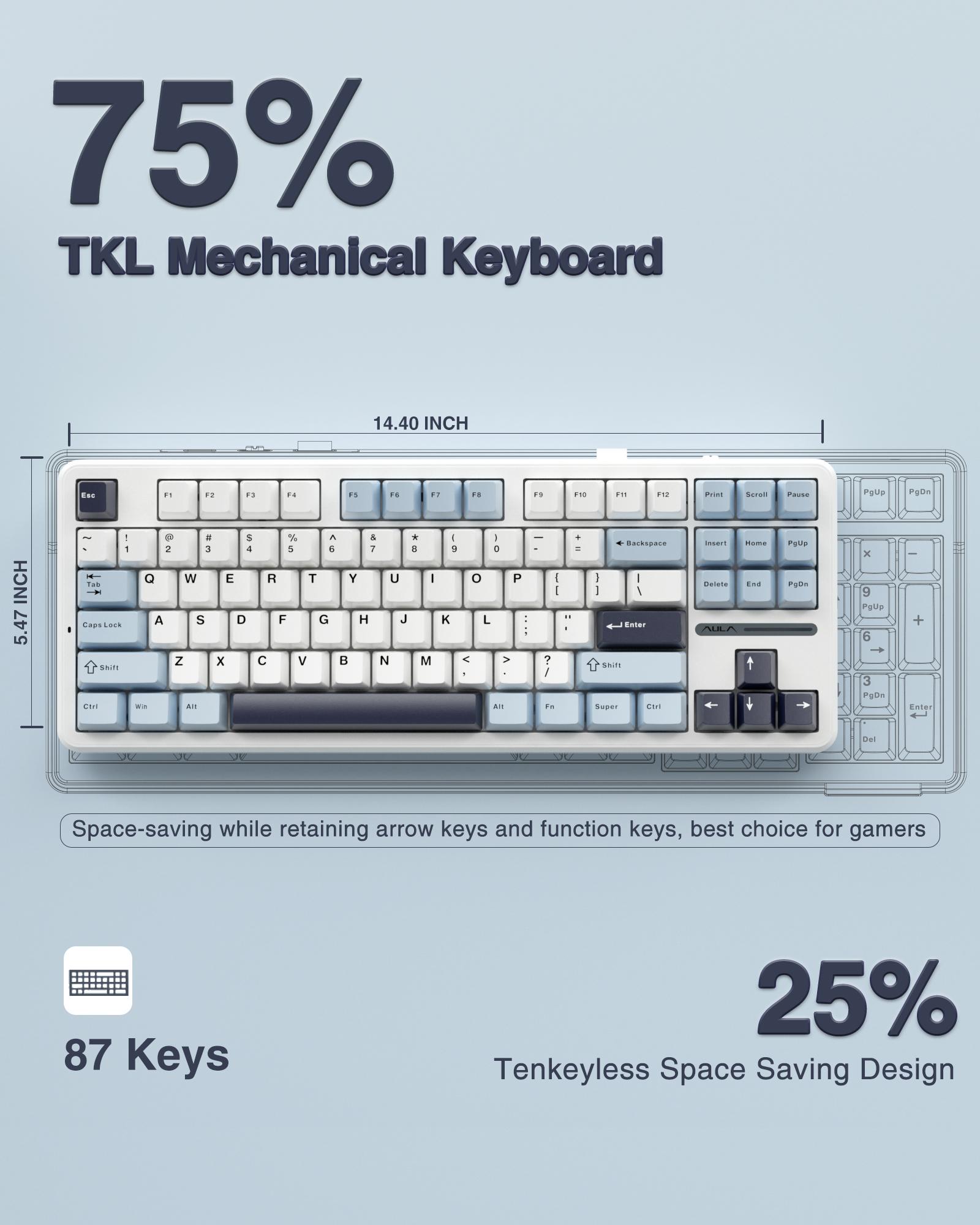 AULA F87 Wireless Mechanical Keyboard,75% TKL Custom Hot Swappable Keyboard,Gasket Mount Gaming Keyboard with PBT Keycaps,Pre-lubed Greywood Switches,2.4GHz/USB-C/BT5.0 RGB Backlit Mechanical Keyboard TikTokShopfalldealsforyou AULA F87 Wireless Mechanical Keyboard,75% TKL Custom Hot Swappable Keyboard,Gasket Mount Gaming Keyboard with PBT Keycaps,Pre-lubed Greywood Switches,2.4GHz/USB-C/BT5.0 RGB Backlit Mechanical Keyboard TikTokShopfalldealsforyou