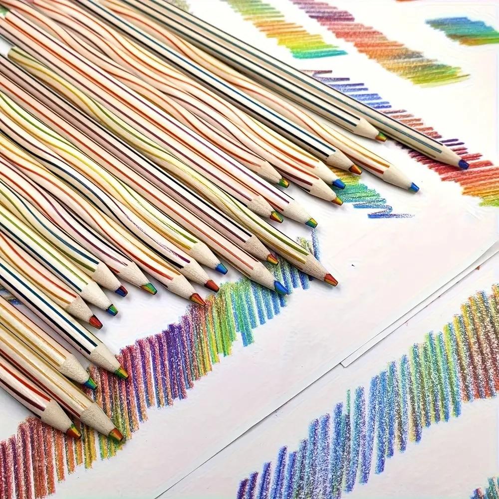 12-Pack 7-Color Wooden Pencils Set, Creative Art Supplies Ideal for Drawing & Writing, Perfect for Artists & Beginners