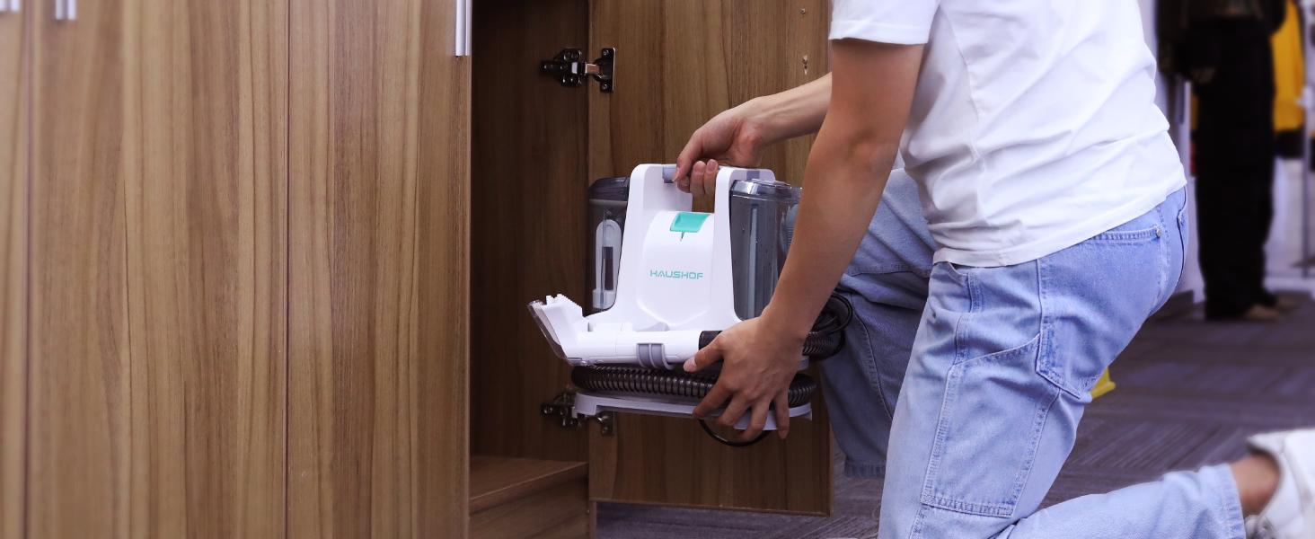HAUSHOF Portable Carpet Spot and Upholstery Cleaner, Lightweight Handheld Deep Cleaner Machine for Pet Stains, Sofa, Rug, Mattress, Car Seat and Curtain, White & Light Grey HAUSHOF Portable Carpet Spot and Upholstery Cleaner, Lightweight Handheld Deep Cleaner Machine for Pet Stains, Sofa, Rug, Mattress, Car Seat and Curtain, White & Light Grey