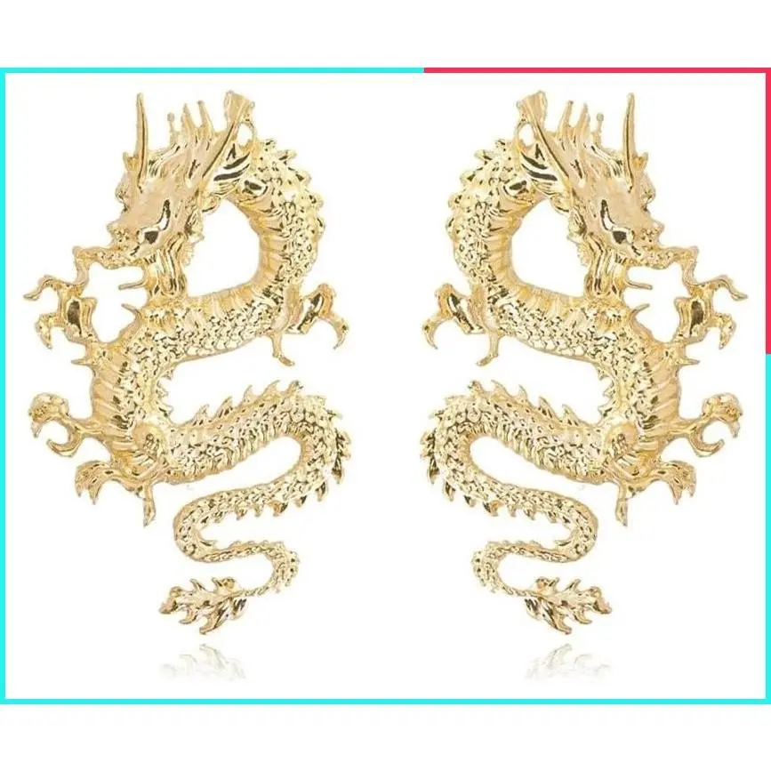 Vintage Chinese Dragon Stud Earrings for Women - Retro Asian Style Jewelry Gift