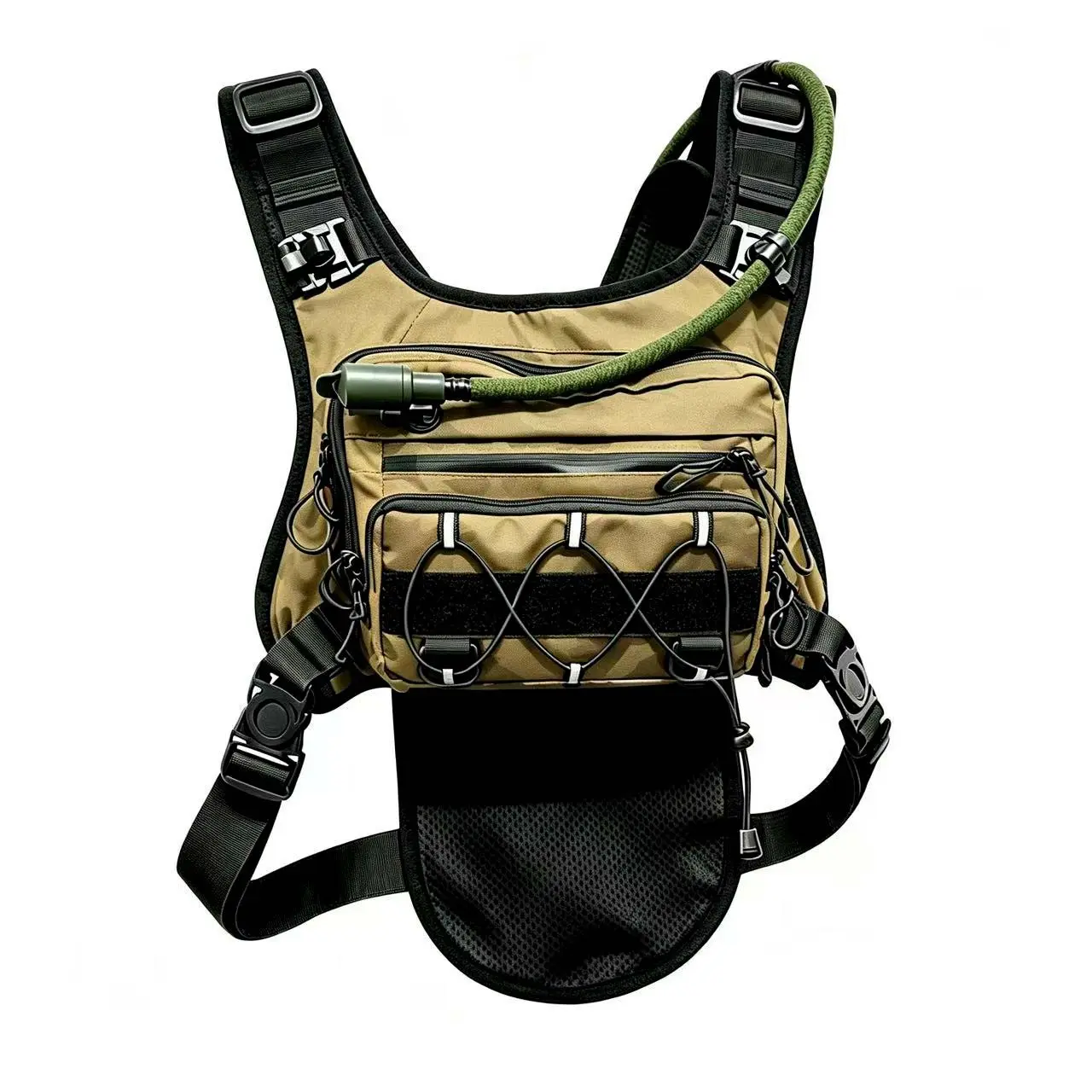 Men's Running Vest with 3L Water Bladder, Tactical Hydration Backpack, Adjustable Lightweight Chest Pack for Outdoor Activities Runners