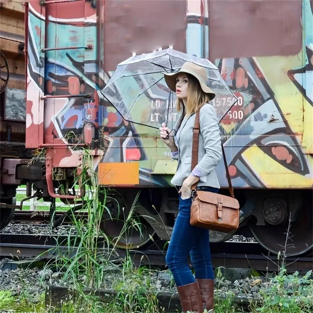 Automatic Transparent Umbrella, Durable Compact Design, Portable Lightweight Travel Accessory, Ideal for Daily Use, Foldable Automatic Umbrella, Rainproof Umbrella