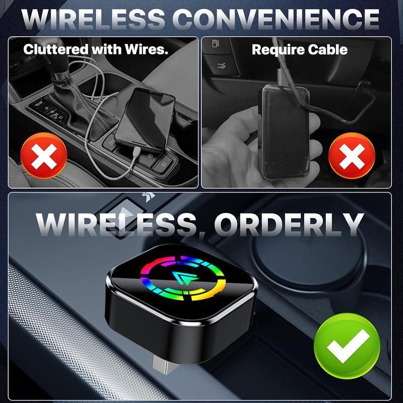 2025 Wireless Carplay Adapter for iPhone/Android - Fast Connection, No Latency, Hands-Free Calling & Charging, Wireless Adapter Electronic Charger Carplay Dongle, Carplay Dongle Connectivity