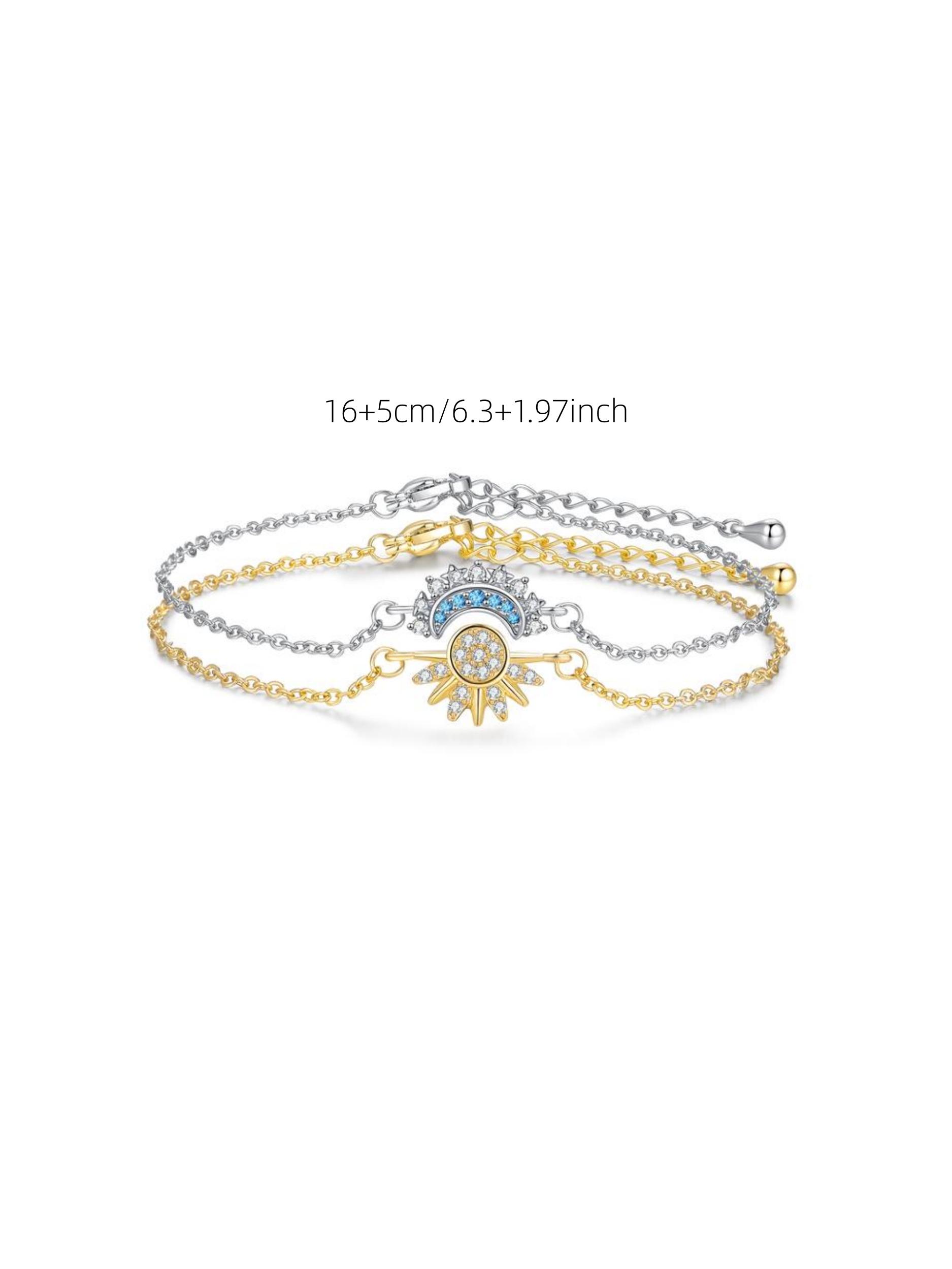Sun and Moon Bracelet Set for bestfriend, sister gift,Stackable Gold Sun & Blue Moon Bracelet, Matching Couple/Friendship/sister Jewelry, Elegant Bangle, Stackable Bracelets