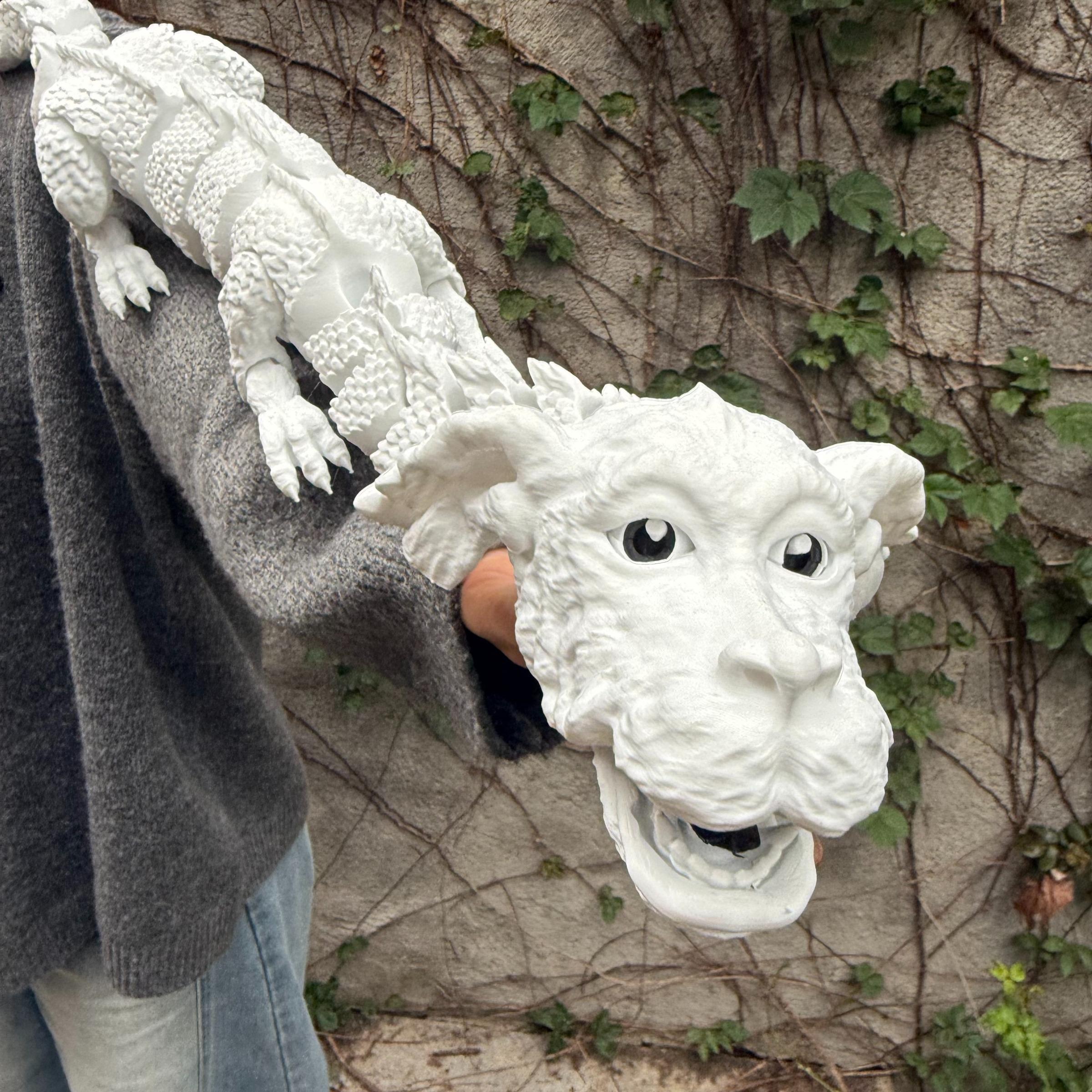 3D Printed Lucky Dog Dragon Statue, Fantasy Collectible Figure, Moving Legs, Articulating Animal Figurines, Decorative Sculptures, Home Decor, Perfect Gift for Birthdays, Christmas, Halloween