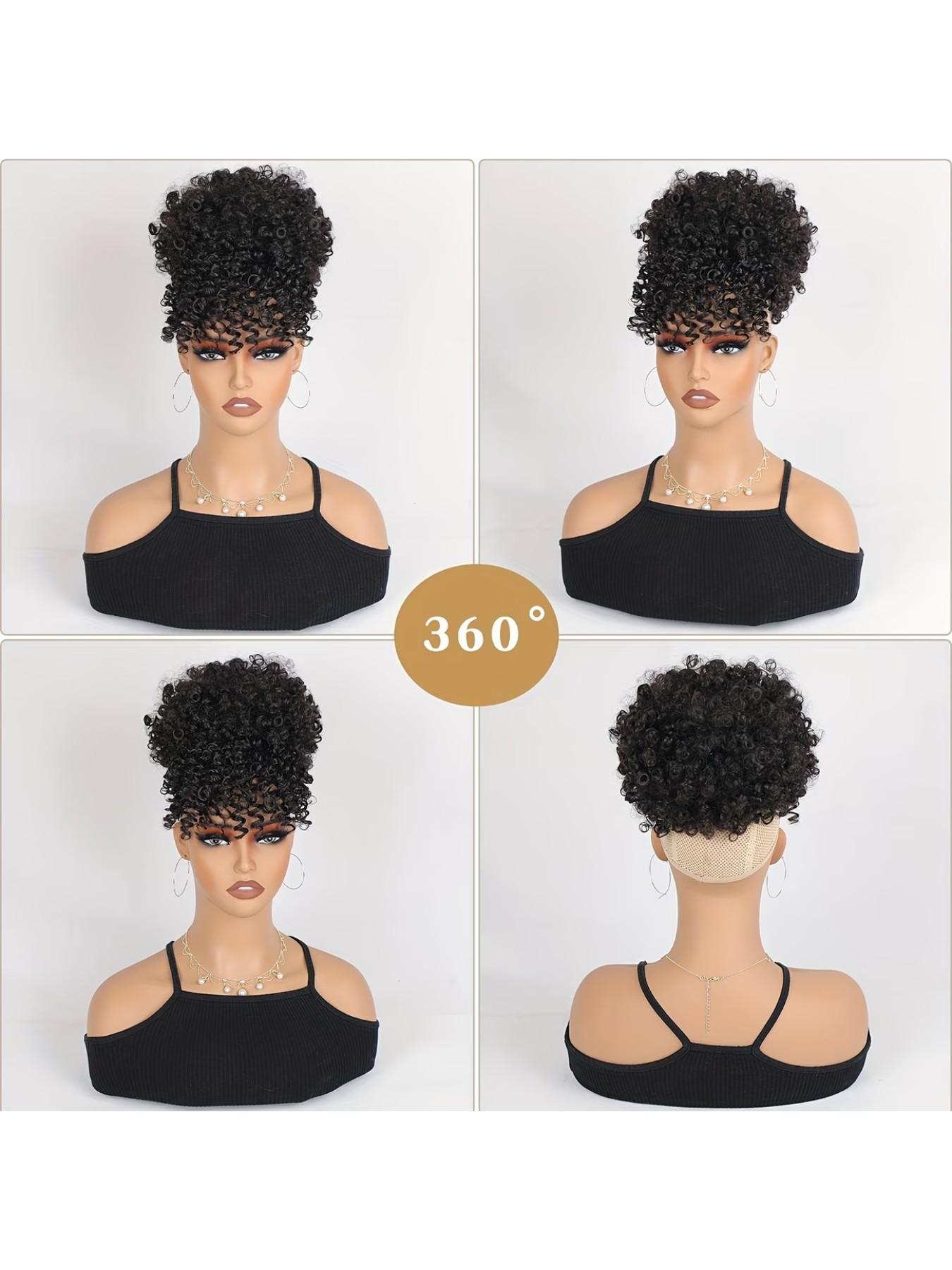 Explosive Bob Wig Hair Extension Block, Curly Synthetic Fiber, Daily Wear Accessory, All-Season Use, Ideal for Women