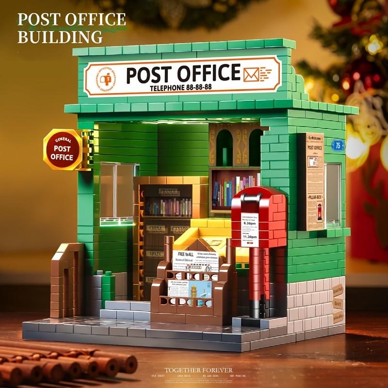 2 Elegant Building Block Models, Post Office and Bookstore Kits, DIY Assembly, Home Decor, Perfect Gift for Holidays