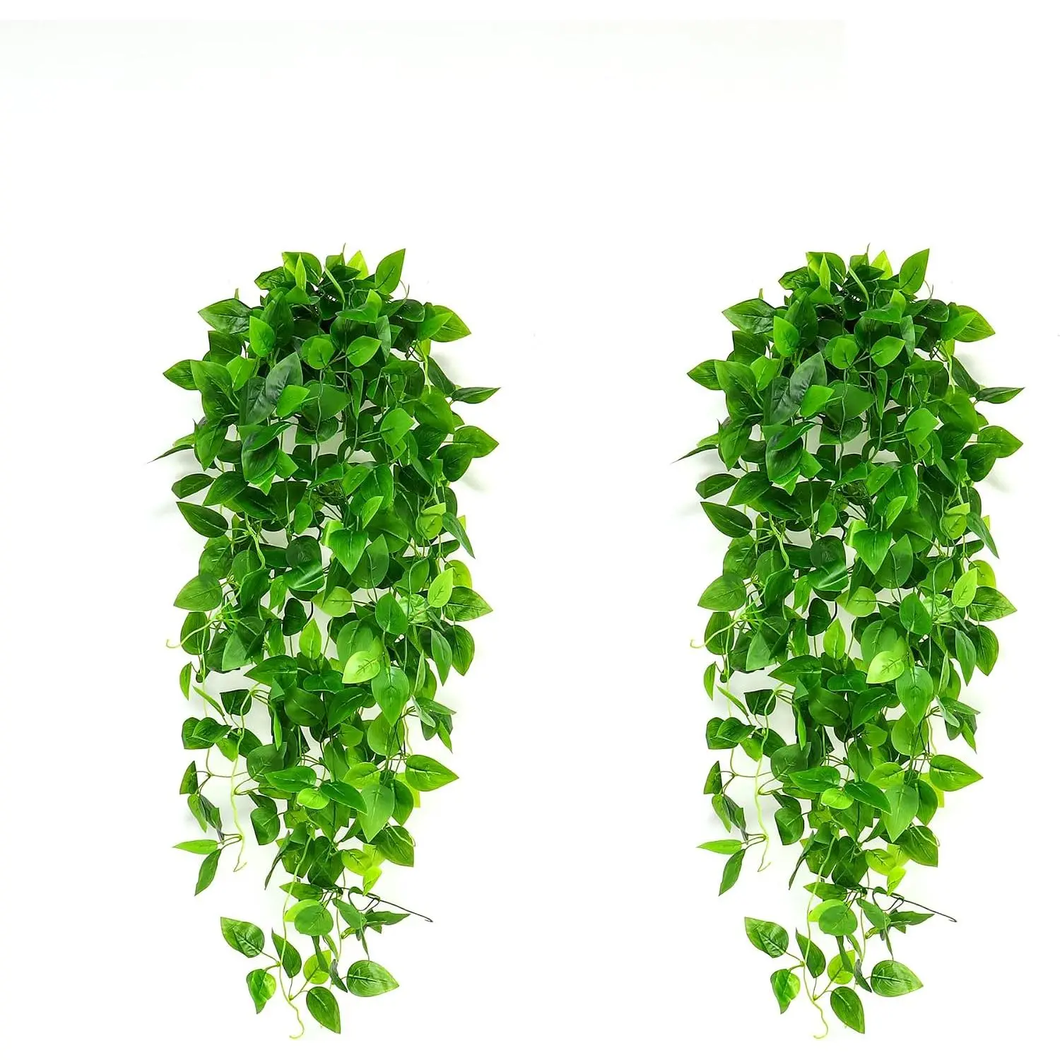 2 count Artificial   for Indoor Outdoor Faux Pothos Vines Greenery Garlands for Wall  Aesthetic Patio Kitchen Living Room  Shelf Office Decor (No Baskets)