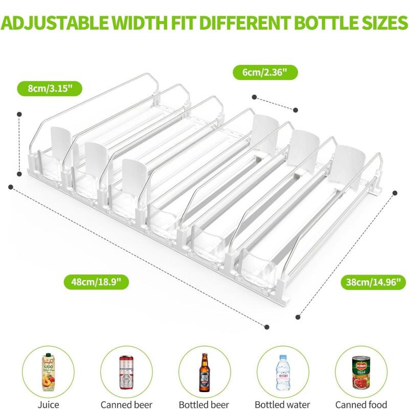 Soda Can Dispenser for Refrigerator,Self-Pushing Drink Organizer for Fridge, Width Adjustable Fridge Organization, Beer Pop Can Water Bottle Drink Dispenser for Fridge