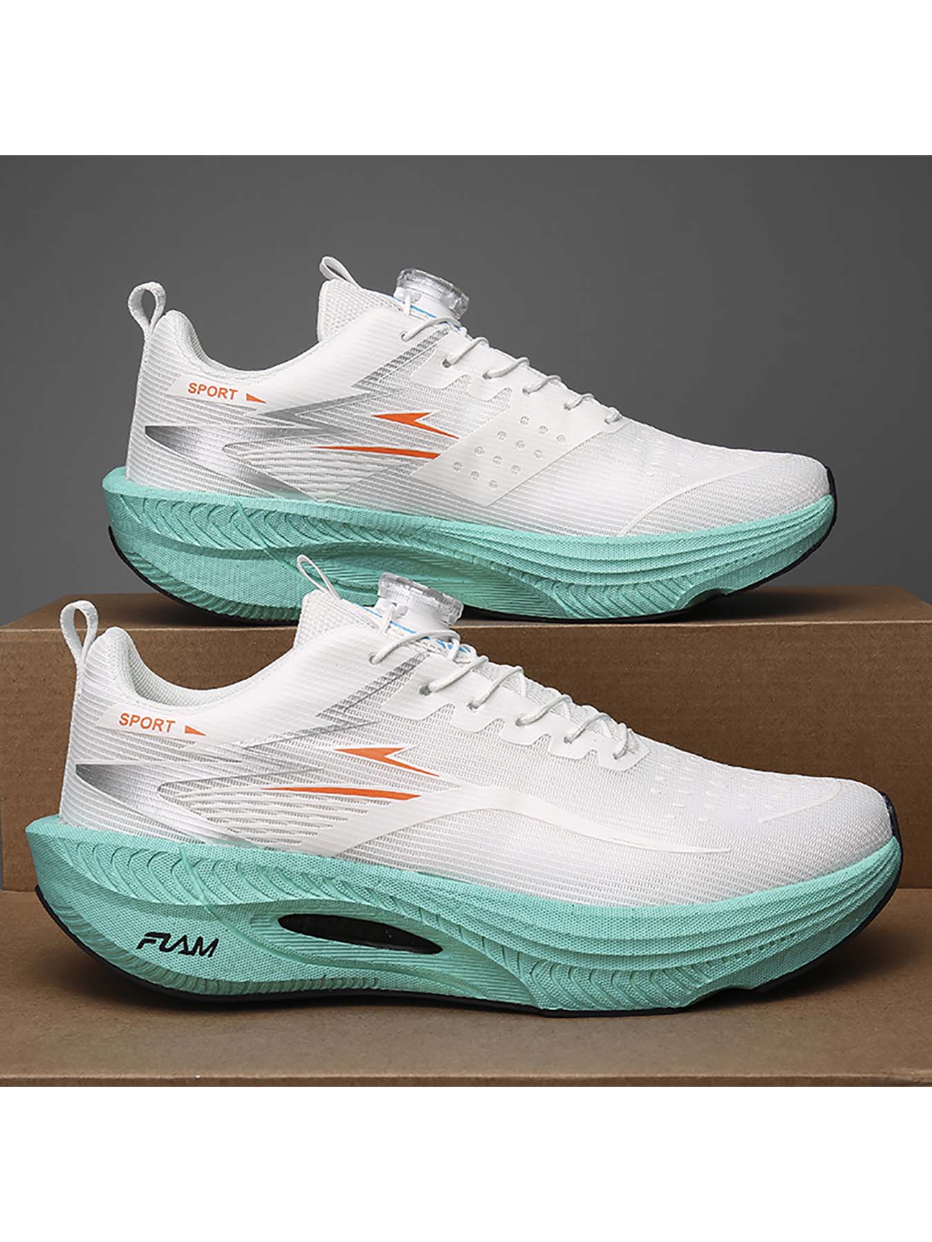 Men's Fashion Mesh Breathable Running Shoes, Shock Absorption Sporty Sneakers, Lightweight Anti-Slip Athletic Footwear