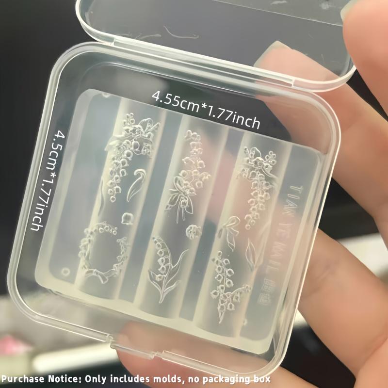 Silicone Nail Art Mold, Summer Lotus Leaf Design, 3D Floral Embossing Template, DIY Transparent Molding Tool, Unique Nail Decoration Kit, Flower Nails, Nail Art Tools