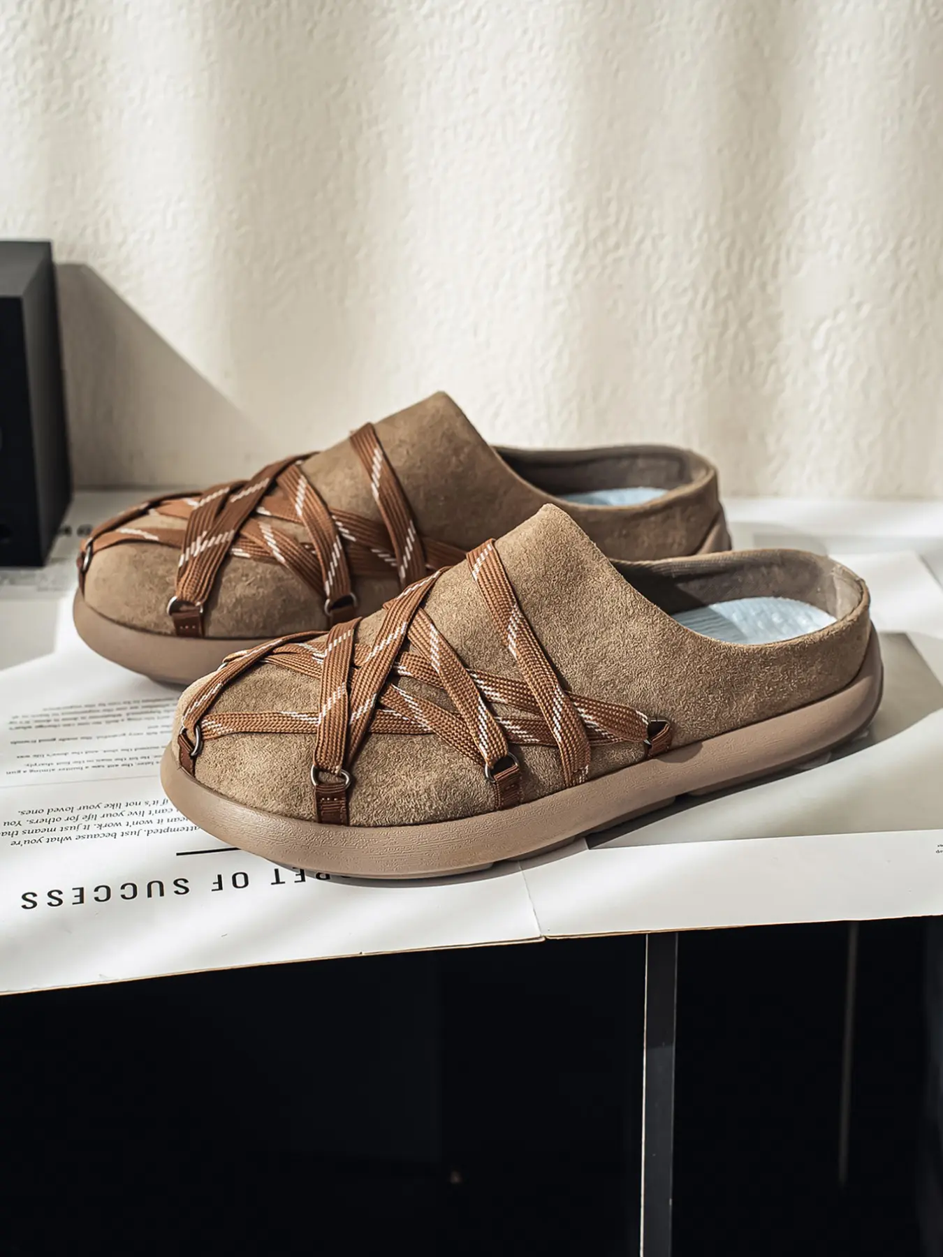 Vintage Style Faux Suede Slip-On Shoes, Comfortable Cross-Tie Design, Anti-Slip Sole, Versatile for Daily Wear, Multiple Colors Available