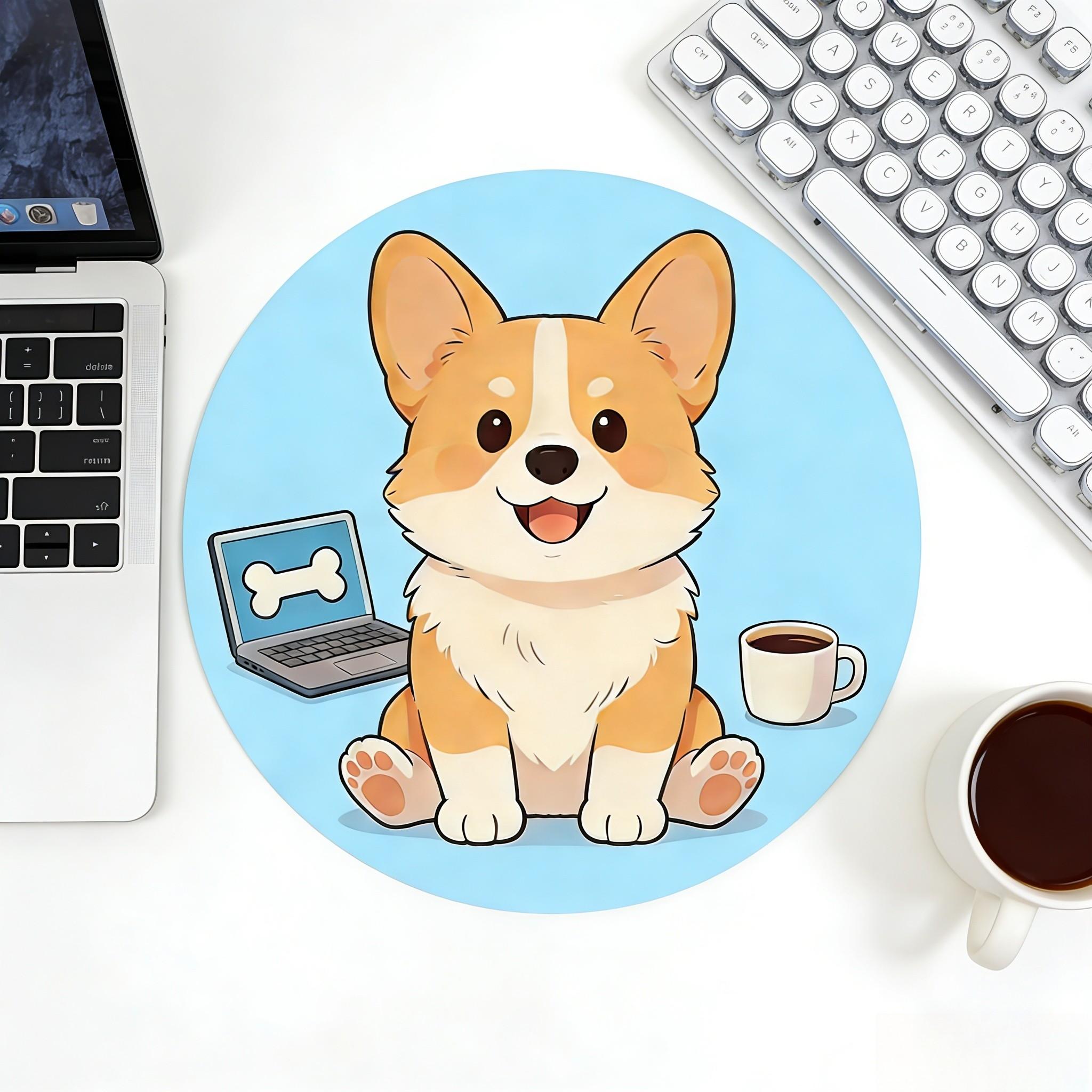 Fashionable Cartoon Round Mouse Pad, Anti-Slip Rubber Base, Gaming & Office Use, 7.87 Inch, Ideal Gift for Girls & Women