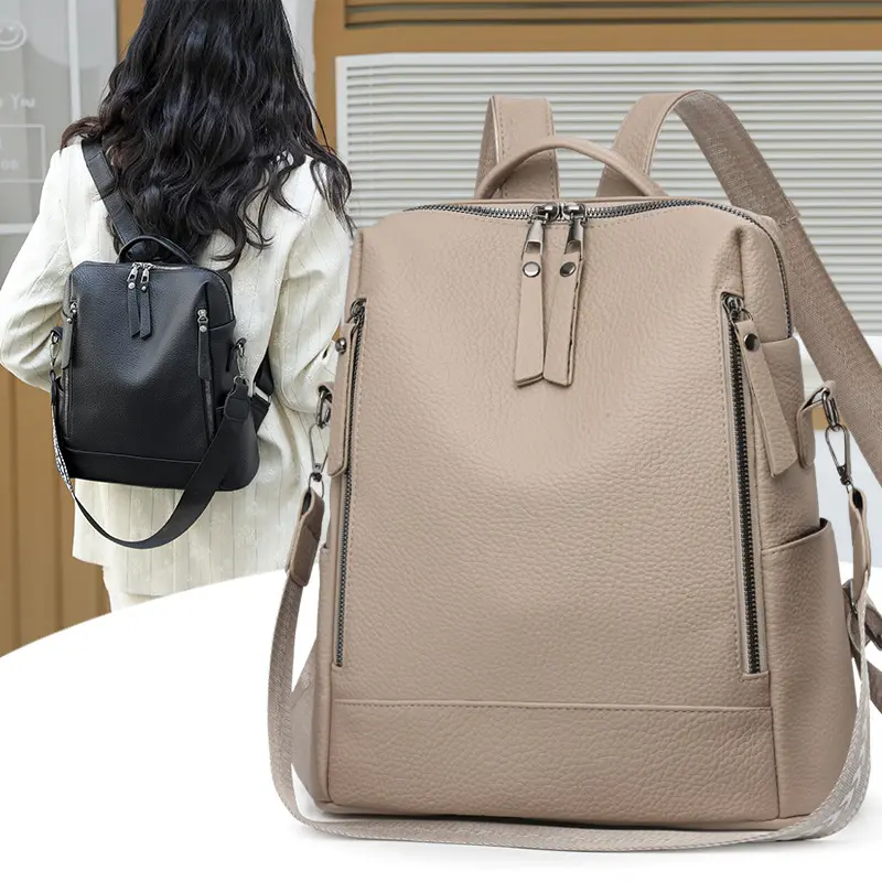 Women's Genuine Leather Backpack Soft Versatile Daypack for Casual Daily Commuting & Everyday Wear Bookbag