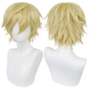 Universal Cosplay Synthetic Wig Silver Red Pink Blonde Grass Green Black Straight Men's Wig for Halloween Cosplay Party Wigs