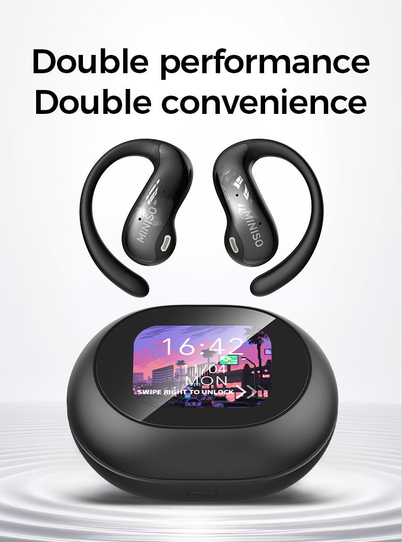 MINISO MS188 Open Ear Headphones Wireless Earphones,OWS Bluetooth 5.4 Earphones Comfortable Wear Touch Control Electronic Headphones(For Kevin)