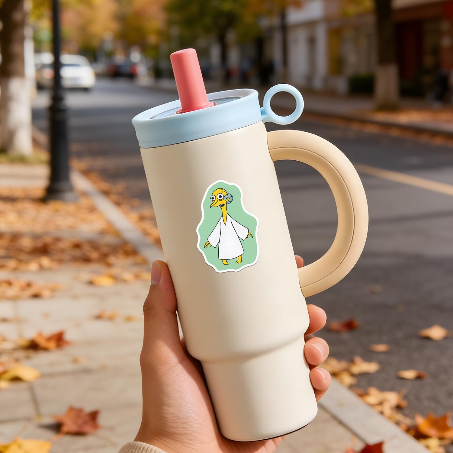 5Pcs "I Bring Love" Simpsons Waterproof Vinyl Sticker, Self-Adhesive Decal, Suitable For Water Bottles, Laptops, Cars, Tablets, Ideal For Humor Fans, Cartoon Meme Lovers And Nostalgic TV Enthusiasts