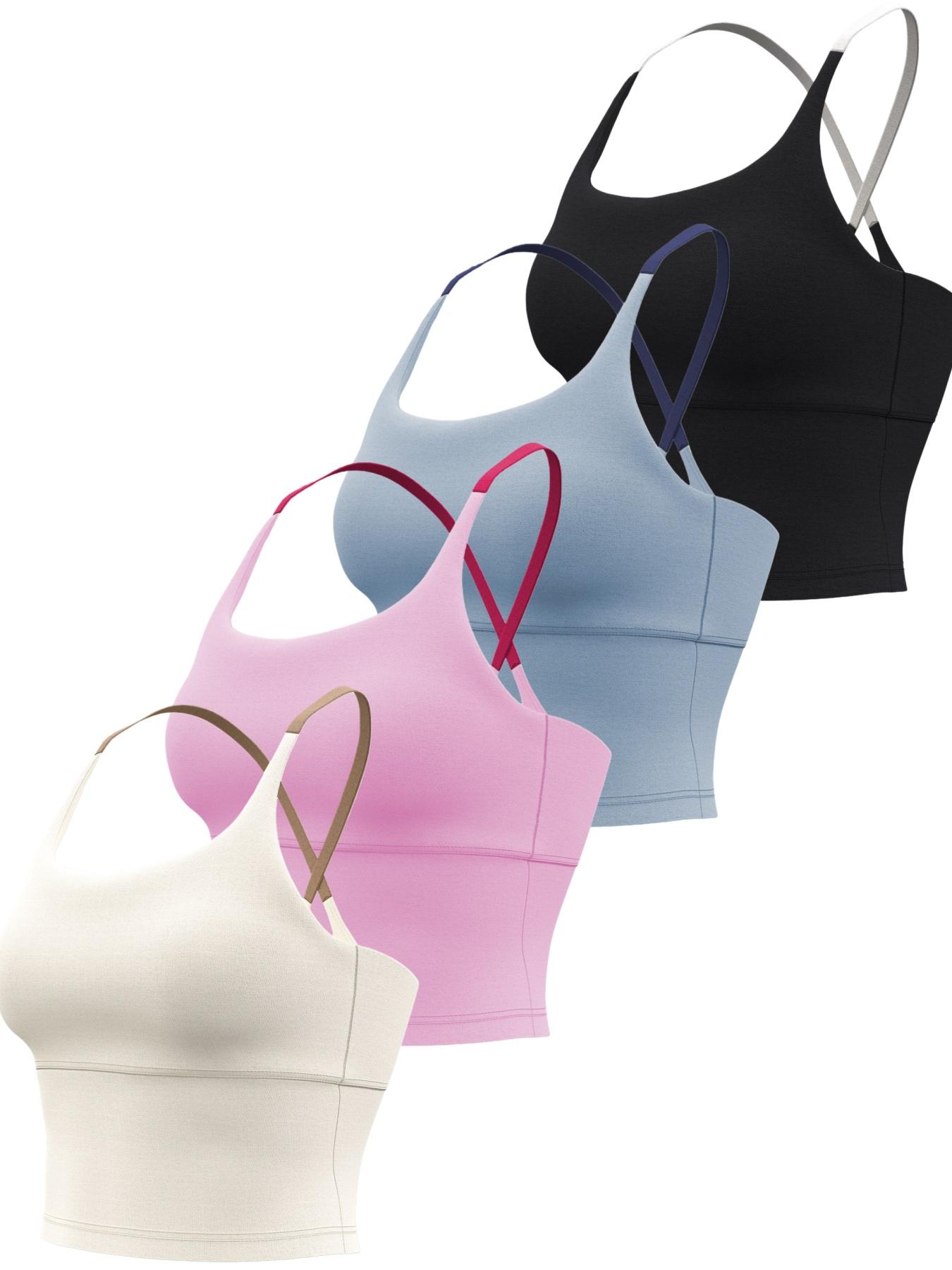 Women's Slim-Fitting Sports Top with Fixed Padding, Elastic Yoga Tank, Gym Yoga Tops, Athletic Tops, Color Block Design, Ideal for Fitness and All Seasons