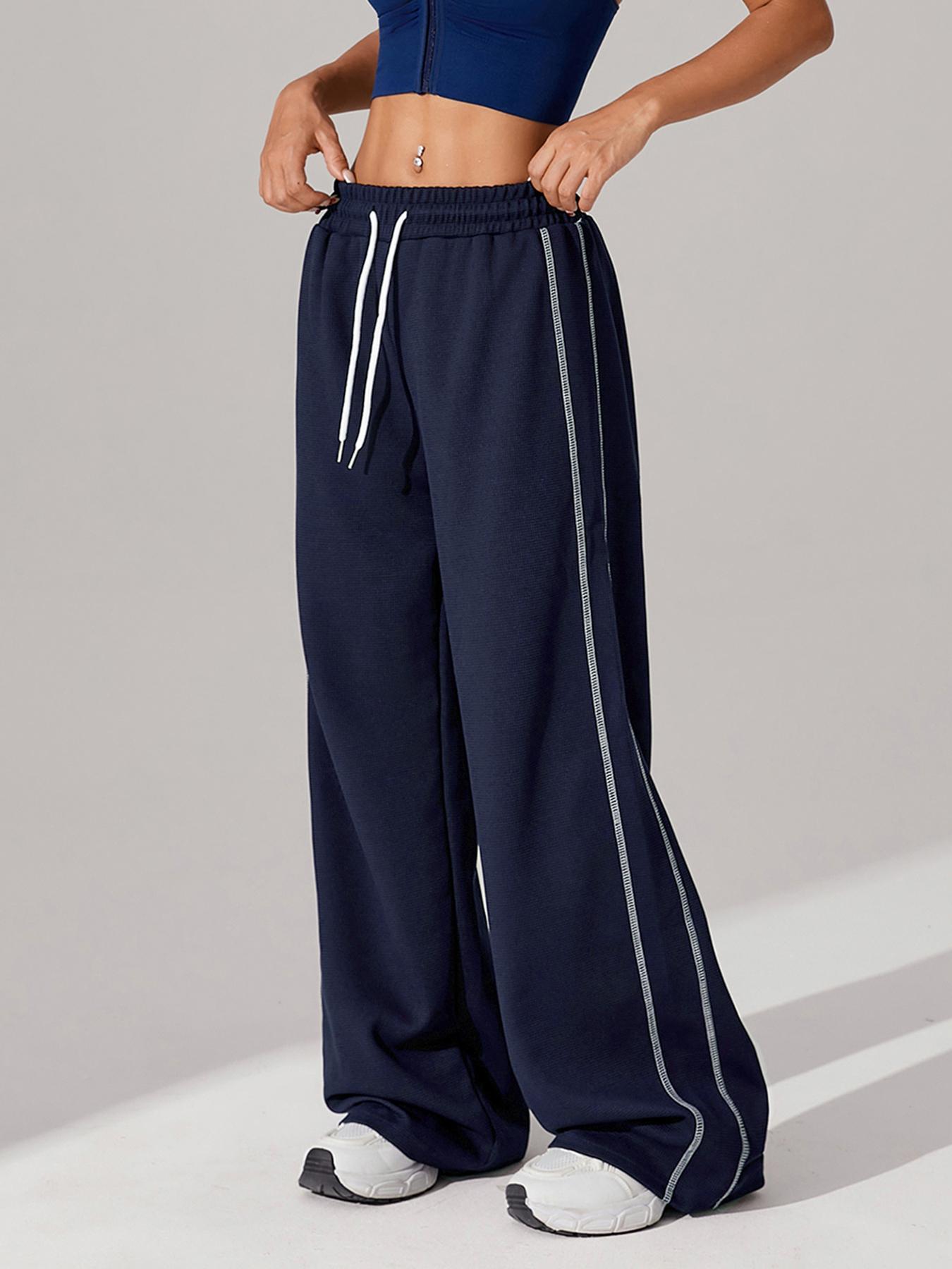 Women's Side Striped Sports Pants, Casual Comfy Breathable Trousers for Outdoor Running, Ladies Sportswear for All Seasons, Athleisure Pants