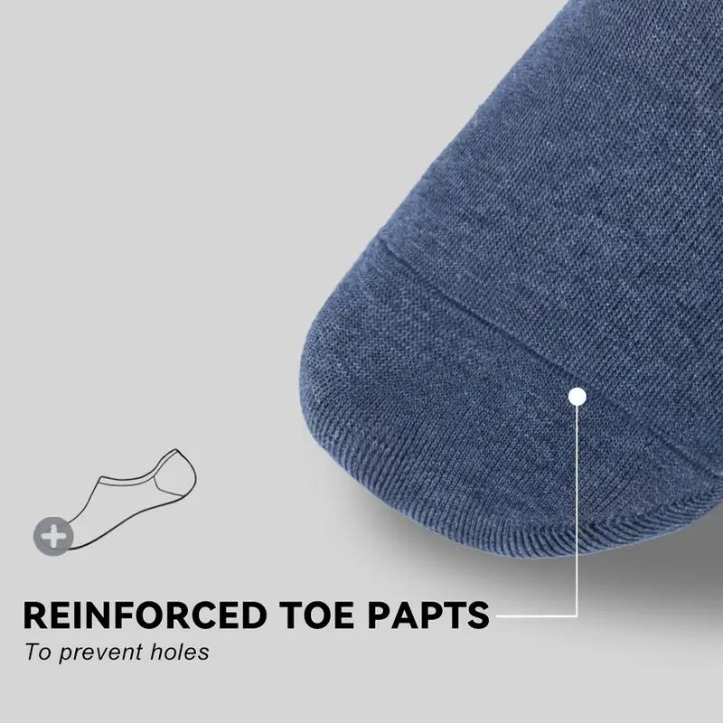 10 Pair Men'S Summer No-Show Socks, Lightweight & Breathable Cotton Blend - Moisture-Wicking, Stay-Up Fit With Non-Slip Grip Solid Color Minimalist No Show Socks