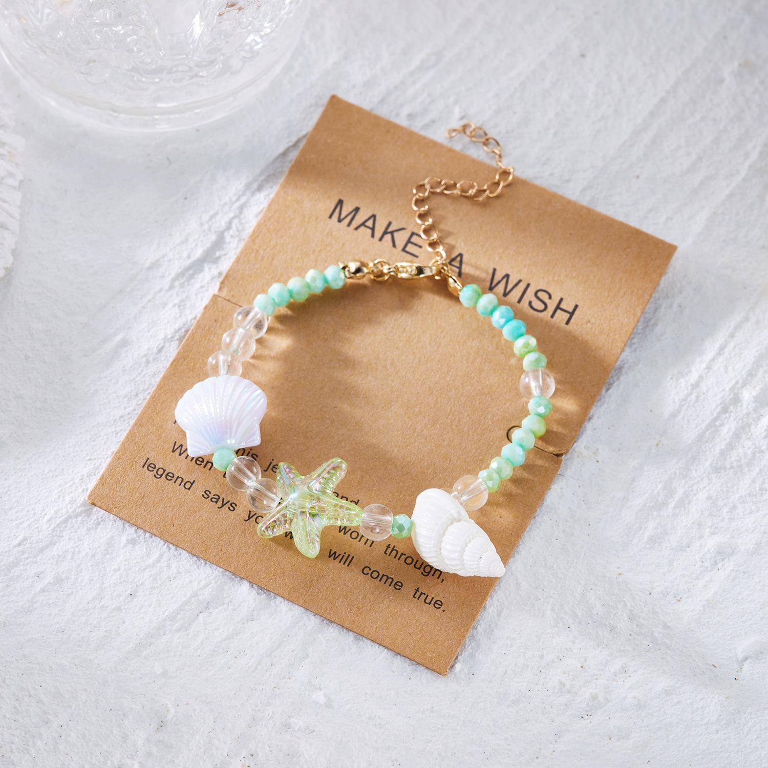 Summer Beach Inspired Handmade Shell Bracelet with Seashell Sea Star Beads for Women Stylish Ocean Themed Jewelry Lightweight Comfortable Adjustable Fit Trendy Vacation Accessory