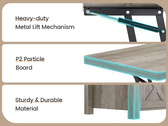 Sikaic Lift Top Coffee Table, 4 in 1 Multi-Function Convertible Coffee Tables with Storage and Hidden Compartment, Farmhouse Coffee Table Converts to Dining Table for Living Room Sikaic Lift Top Coffee Table, 4 in 1 Multi-Function Convertible Coffee Tables with Storage and Hidden Compartment, Farmhouse Coffee Table Converts to Dining Table for Living Room