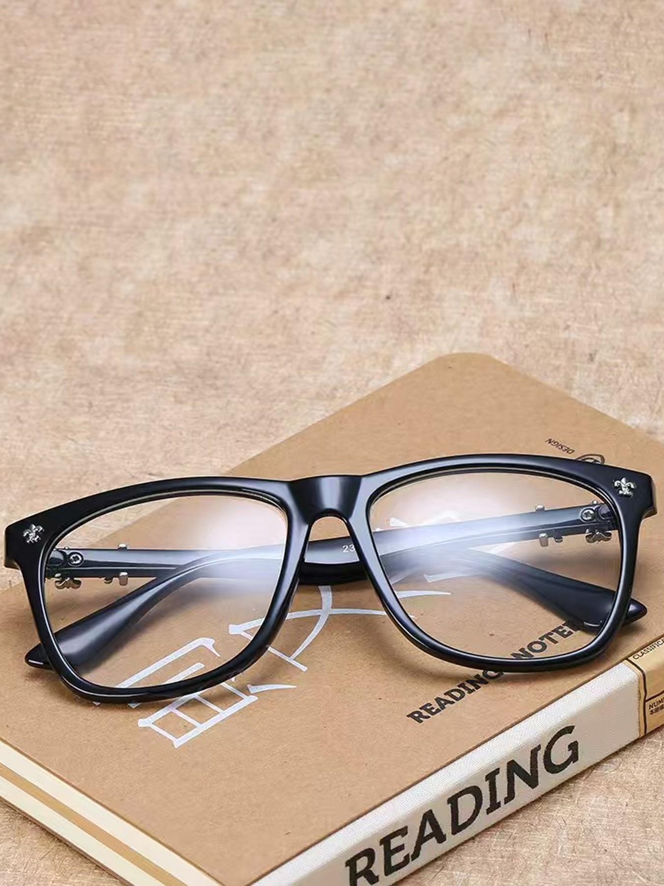 Fashion Versatile Retro Square Frame Glasses, Stylish Square Frames, Anti-Blue Light Flat Lens, Casual Style, PC Material, All Seasons, Fda Registered