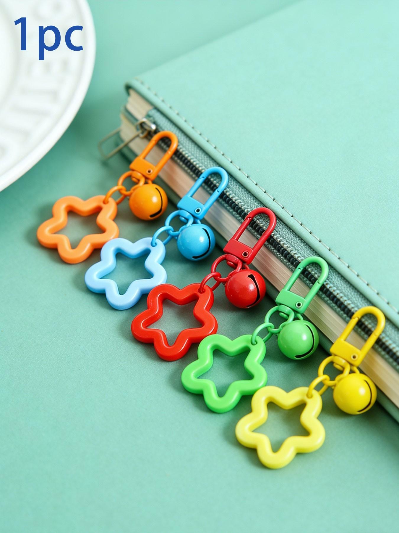Colorful Hollow Five-Point Star Bell Keychain, 3D Design, Sound Effect, Perfect for Backpacks/luggage, Great for Photoshoots