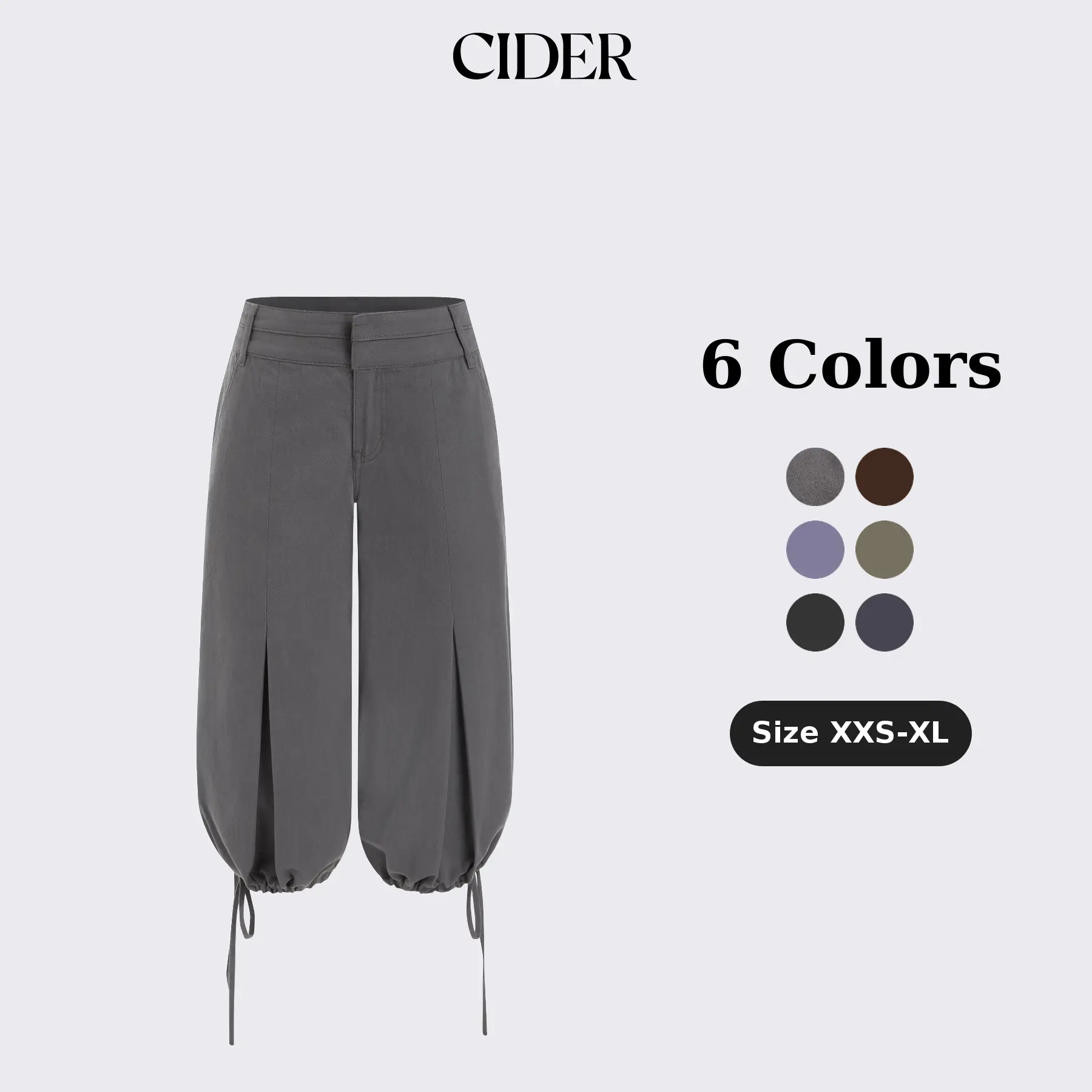 Cider Washed Denim Low Rise Drawstring Hem Pleated Oversized Jogger Bermuda Jorts