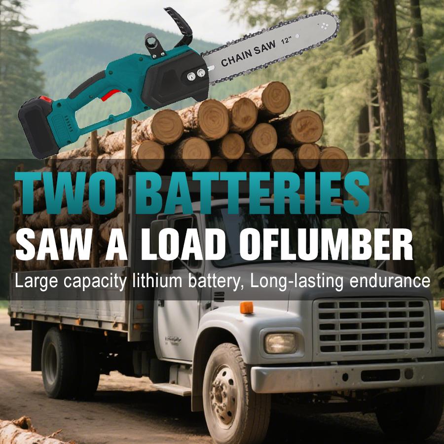 Chainsaw Cordless 12-inch, Electric HandHeld Chain Saw, 12-in Portable Chainsaw Battery Powered Saws for Trees Wood Cutting, 2 * 3.0Ah Battery and Charger Included Chainsaw Cordless 12-inch, Electric HandHeld Chain Saw, 12-in Portable Chainsaw Battery Powered Saws for Trees Wood Cutting, 2 * 3.0Ah Battery and Charger Included