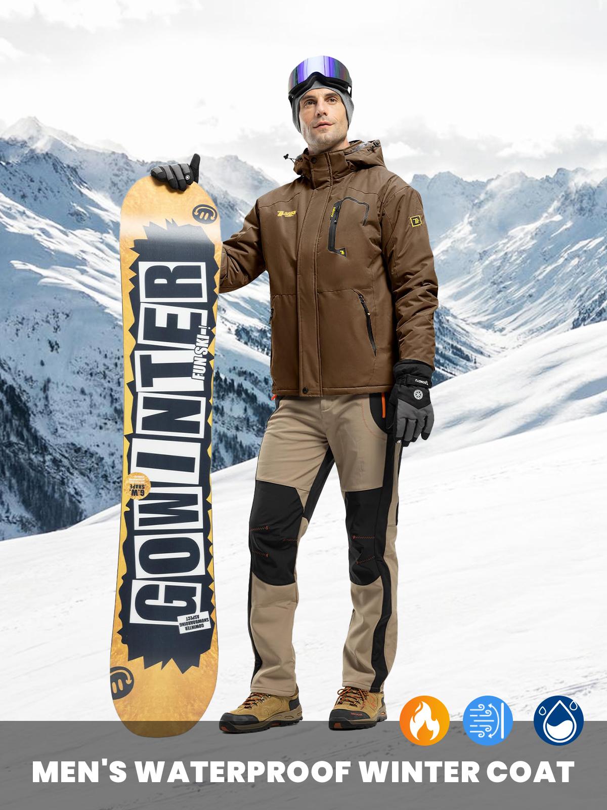 YSENTO Men's Waterproof Ski Snow Jacket 【Plus Size,S-XXXXL】Mountain Rain Jackets Fleece Outwear With Muti Pockets Winter Coat Outdoor Clothing  Windbreaker fits #Christmas gift #RED #UglyJacket Gamis Tops