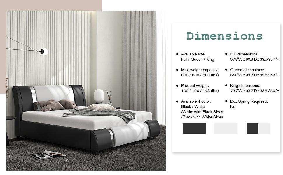 MUTICOR Bed Frame with Modern Iron Pieces Decor,【Frame Only No Mattress】 Faux Leather Platform Bed with Curved Adjustable Headboard, Wood Slat Support, No Box Spring Required#TikTokShopBlackFriday #ChristmasGifts