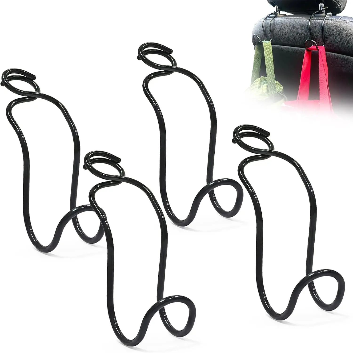 Hook for Purses and Bags 4 Pack Headrest Hangers (4 * Small Size) | Hard Hat  Holder for   Backseat Storage Stuff for Women Automotive Necessities Accessories  Driver Gifts