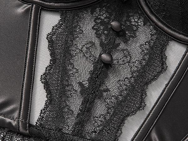 Wingslove Fashion Women's Strapless Bra Longline Lace Bustier Corset Push Up Boned Underwire Sexy Sheer Mesh Lace Trim Low Back Bra