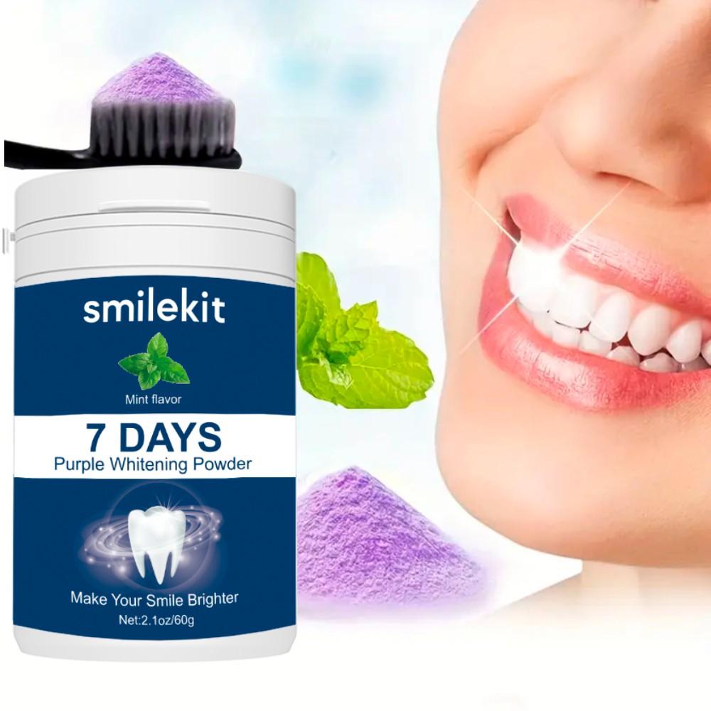 1-PACK Purple Whitening Tooth Powder, Deep Cleaning Oral Freshness, Teeth Whitening, Teeth Brightener, Portable Home Travel Use, 60g, 7 Days Whitening
