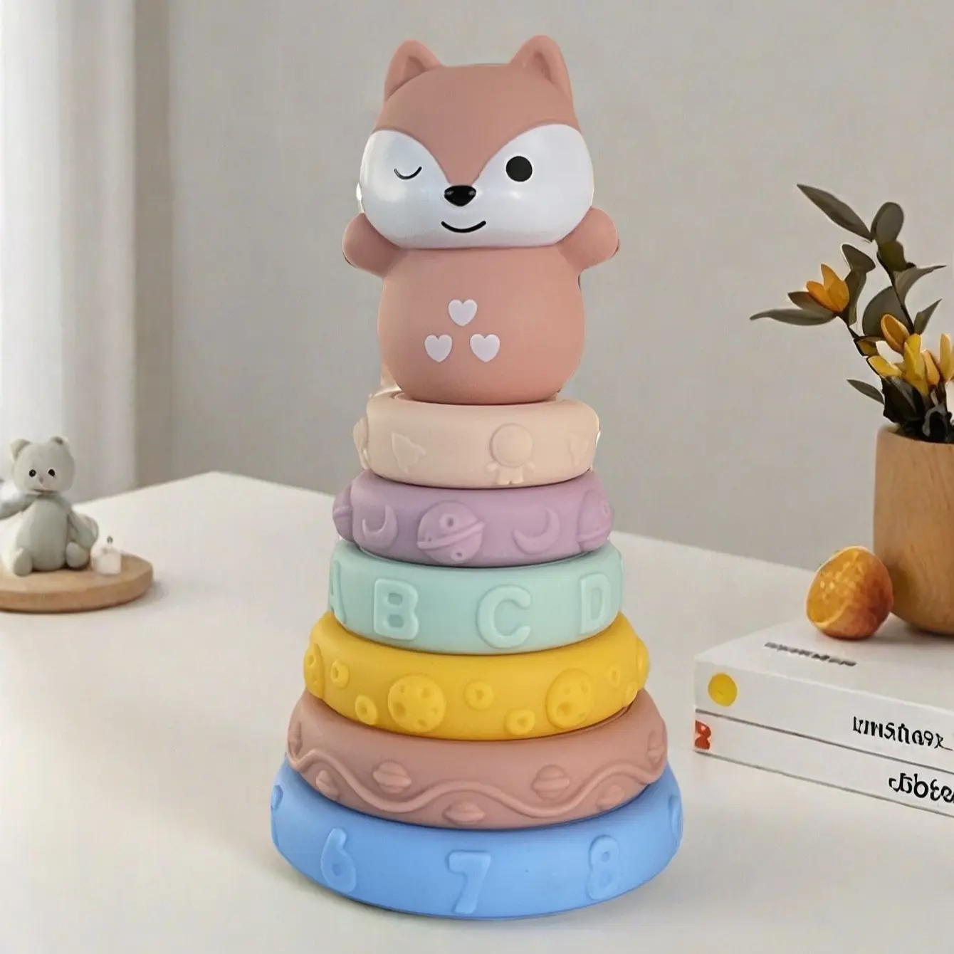 Stacking Rings Soft Toys for Babies 6 Months and up Girls Boys, Toddlers Sensory Educational Montessori Baby Blocks, Developmental Teething Learning Stacker, Baby Teething Toys, Sensory Products