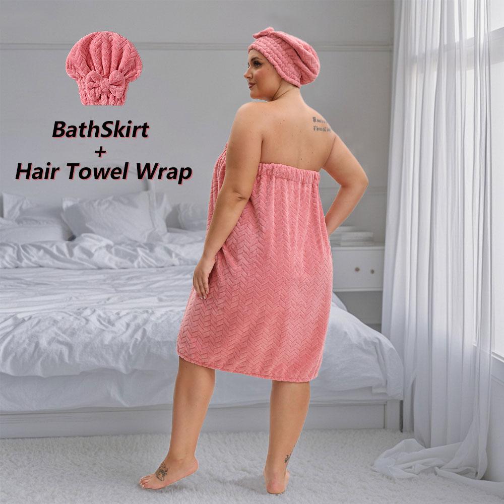 Extra-Large Bath Skirts Set, 2 Counts Adjustable Bathrobe & Shower Cap, Thickened Bathrobe Bath Towel, Ideal for Home Bathroom Use, Travel, Sauna, and Spa, Towels #GLOBAL PICKS