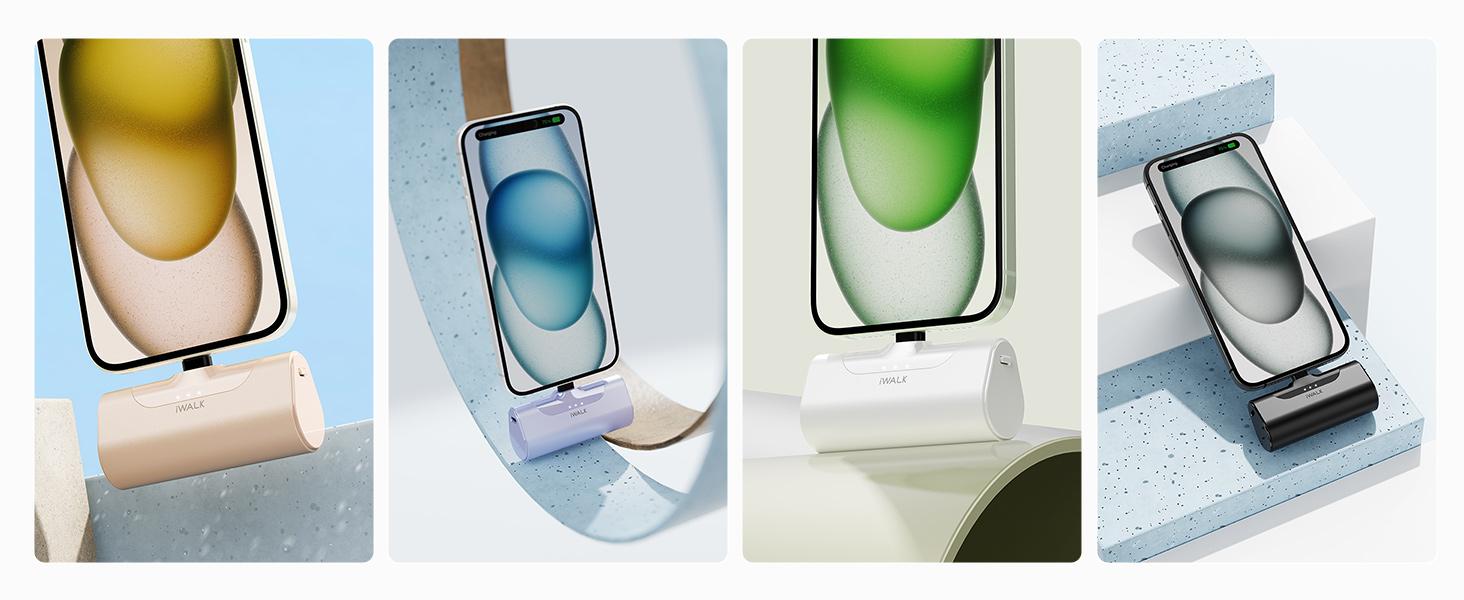 iWALK Mini Portable Charger 4500mAh USB-C 20W Fast Charging Power Bank for iPhone 17/16/15 Pro Max Samsung Galaxy S25 LG Xiaomi Lightweight Compact Chargeable Smartphone Cable