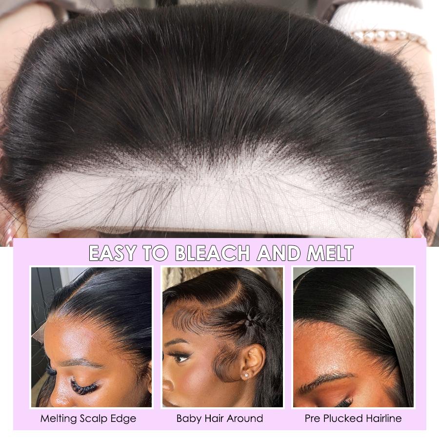 Pizazz Hair Body Wave Pre Bleached Small Knots 13x6 HD Transparent Lace Front Wigs Human Hair 220% Density Pre Plucked Lace Frontal Wigs With Baby Hair For Women