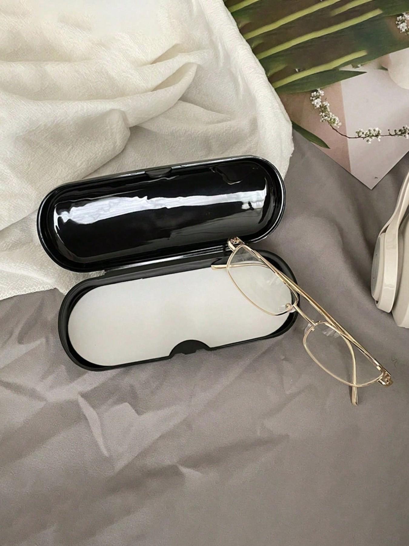 One cream-colored solid eyewear case, Glasses holder, easy to carry, waterproof and dustproof. Letter eyeglass hard case, letter pendant eyeglass case