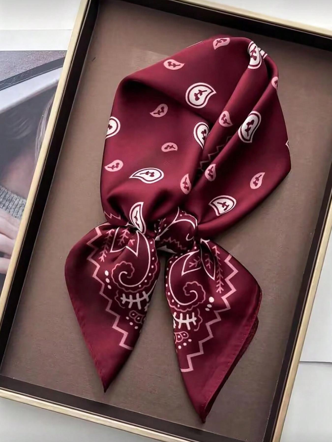 Luxury Square Scarf For Women Ladies Paceley Hijab 70*70cm Elegant Neckerchief Bandanas Soft Stain Faux Silk Scarves Shawl Warps Paisley Print Scarf Fashion Shawl Wrap