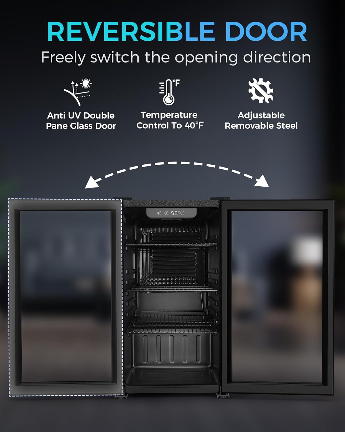【Deals For You Days】COWSAR Beverage Refrigerator and Cooler, Mini Fridge 48-130 Can, Little Cooler with Digital Display 32~61℉, Small Refrigerator with 4 Shelves for Home Office, Bedroom, Garage, Game Room, 1.3-4.4 Cu.Ft