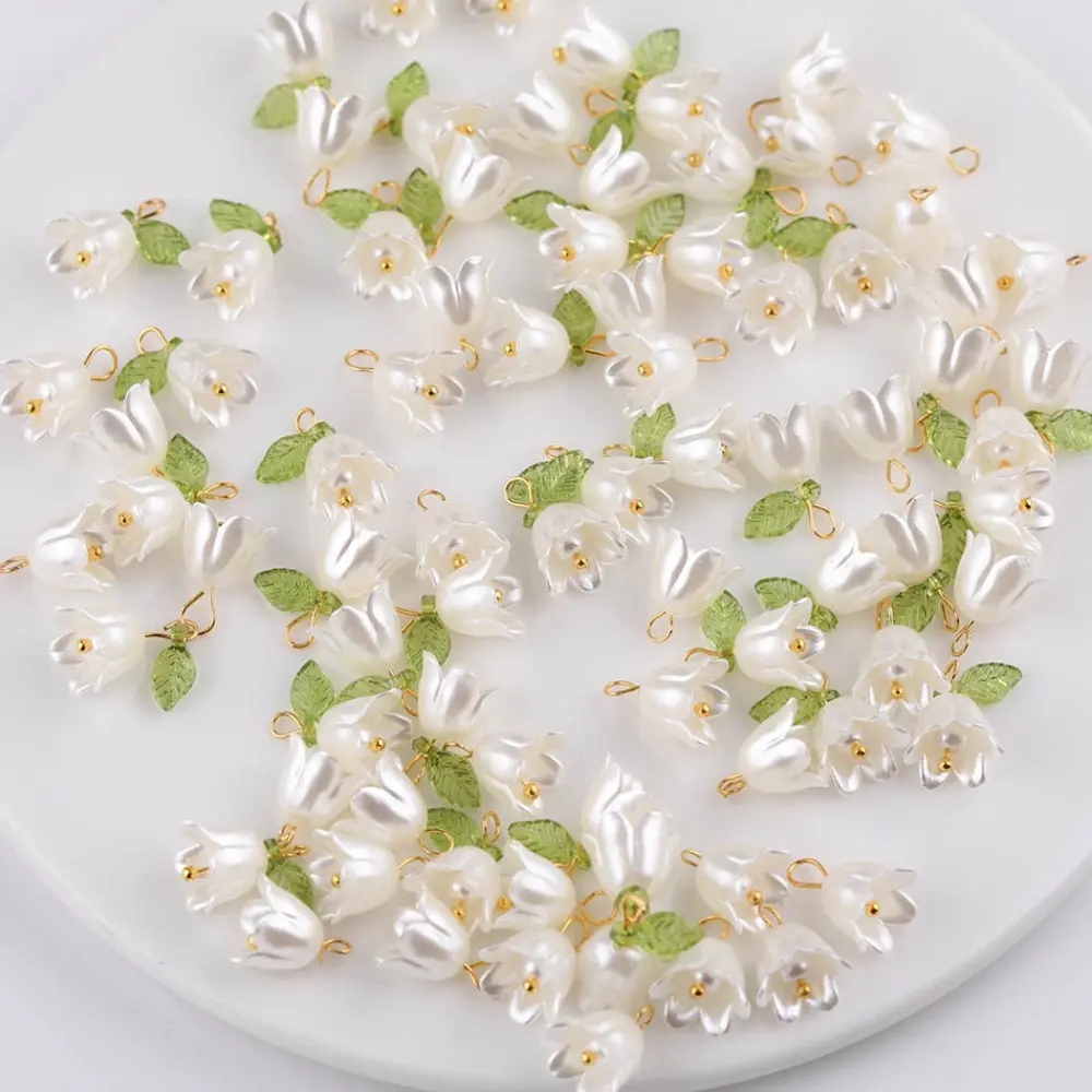 31pcs Small Fresh Lily of the Valley Bud Pendants, Acrylic Beads Jewelry Making Supplies for DIY Crafts, Handmade Bracelet & Necklace Accessory Materials