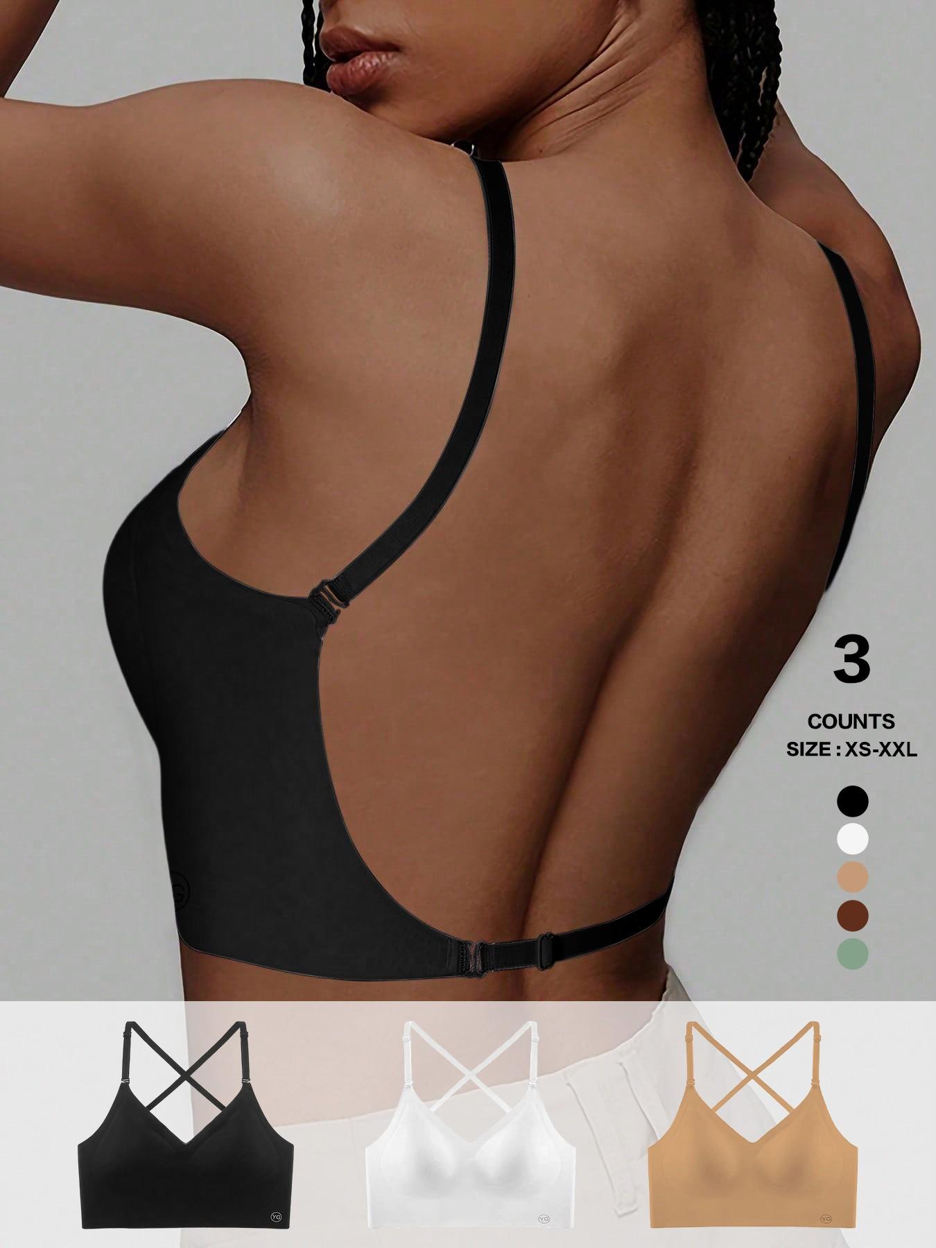 Women's Seamless Backless Bra, Elegant Multi-Strap Convertible Strap Wireless Push-Up Bra, Suitable for Wedding Dresses and Party Gowns, Multiway Bras, Wirefree Bra, Strappy Bra